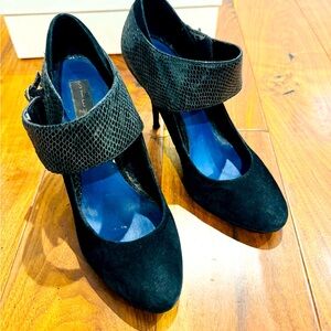 Steven by Steve Madden Womens Heel Fantasy Camel Suede Black Strap Sexy Shoe 7.5